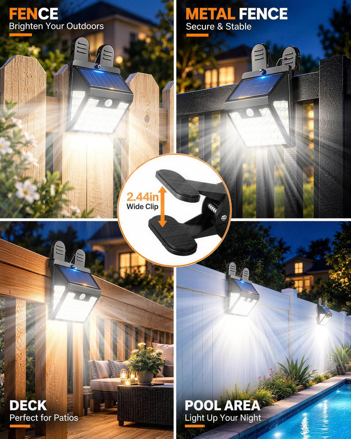Clip On Solar Lights Outdoor (Black)