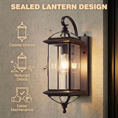Solid Copper Dusk to Dawn Outdoor Wall Lantern (Bronze / 20''H)