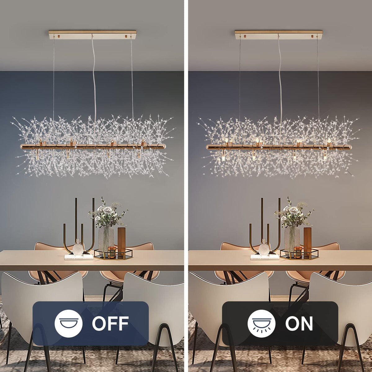 12 Light Crystal Firework Chandelier (12-Light / Gold)