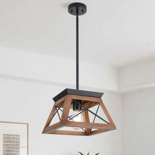9.84Inches Farmhouse Pendant Light Fixture (10InchesWood)