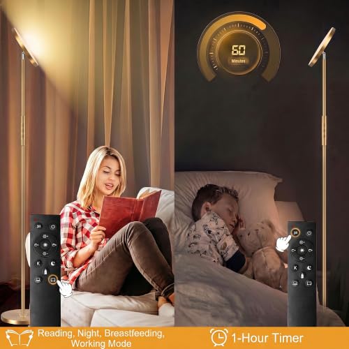 Floor Lamp Upgraded 40W 4000LM Super Bright Torchiere LED Floor Lamps for Living Room (40W Gold)