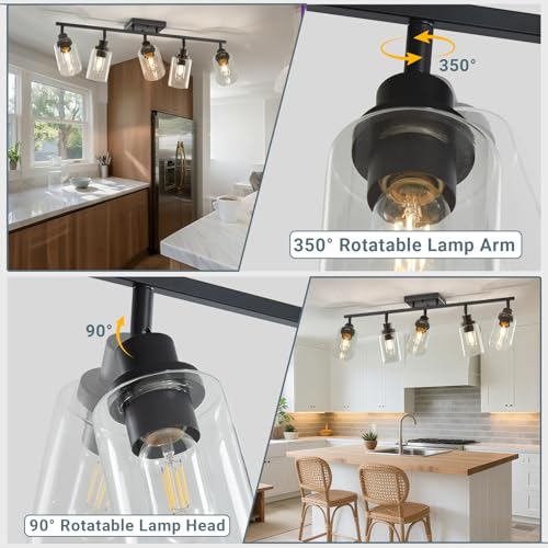 5 Light Kitchen Track Light Fixtures Ceiling Vanity Lights Black (Black / 5-Light)