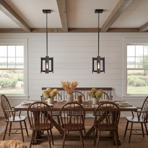 Farmhouse Pendant Light (Wood and Black / 1-Light)