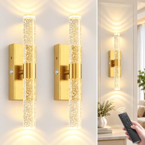 21 Inch Battery Operated Wall Sconces Set of two with 20000mAh Battery (Gold -21-20000)