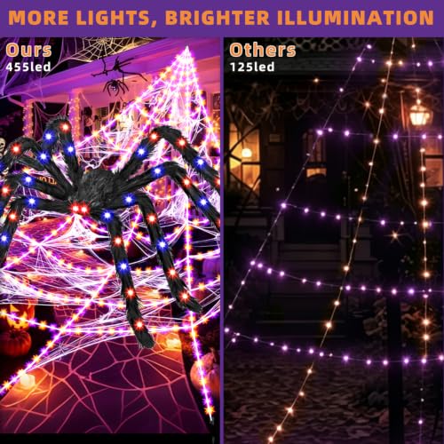 Halloween Decorations Outdoor Lighted Spider & Spider Web Lights Set