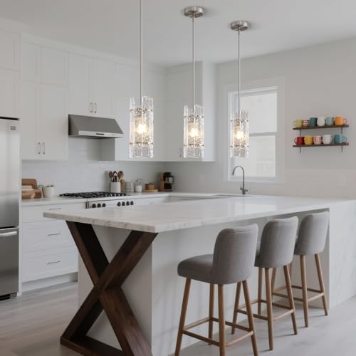 Modern Brushed nickel Crystal Pendant Light for Kitchen Island (Brushed Nickel / 1-Pack(Round))
