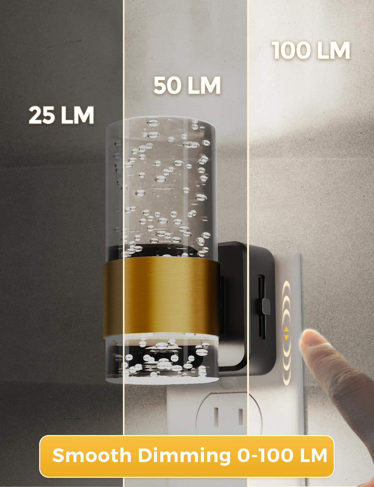 Night Light Decorative Night Lights Plug into Wall (Gold Ring-5000K / 1 Pack)