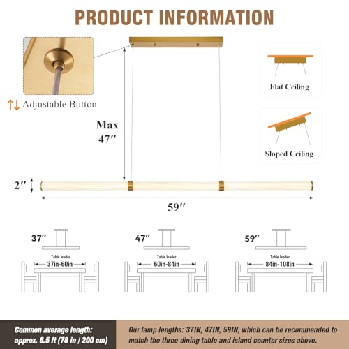 59" LED Linear Pendant Light (Gold / 59IN)