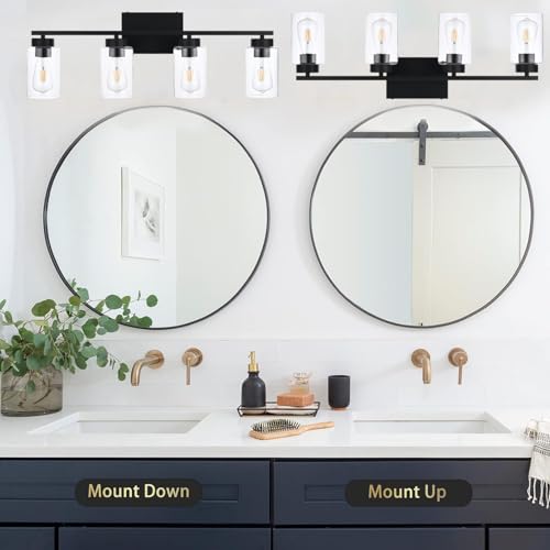 4 Light Bathroom Vanity Light Fixtures (4 Lights Black)