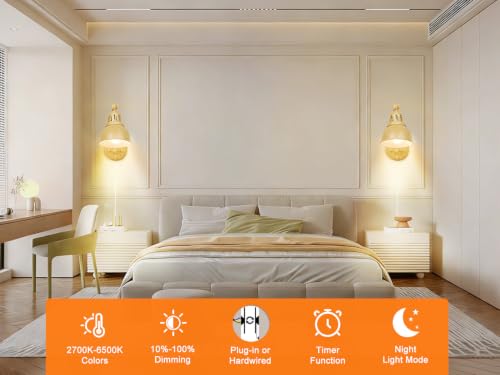 1 Pack Plug in Wall Sconce with Remote Control (Oak-1 PACK(Bulb+Remote))