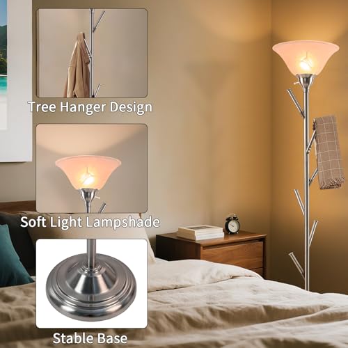 Tall Floor Lamp for Living Room (Brushed Nickel)