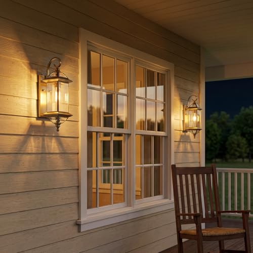 Solid Copper Dusk to Dawn Outdoor Wall Lantern (Warm Satin Brass / 18.5''H)