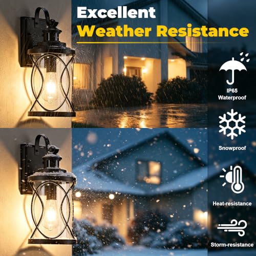 16" Farmhouse Motion Sensor Wall Light (Black / 16''(2-Pack))