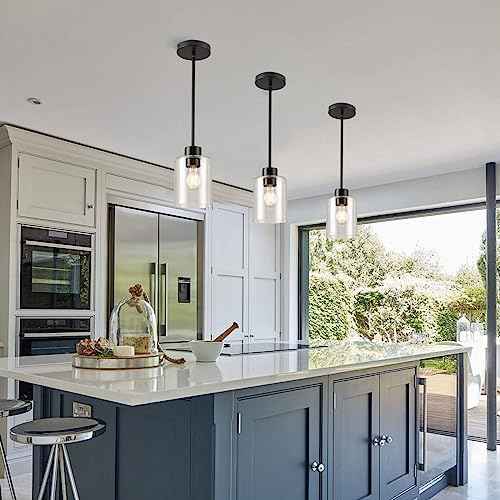 Black Pendant Lights Kitchen Island (Black seeded 1pk)