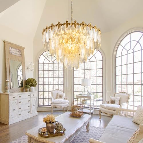 Modern Large Crystal Chandelier (Gold / 31.5 inches)