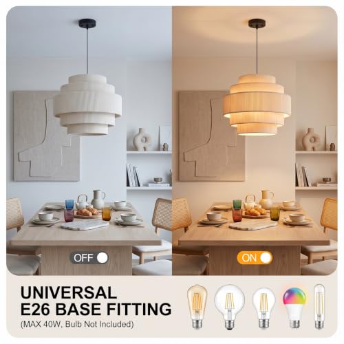 5 Tier Corduroy Pendant Light for Kitchen Island (Beige)