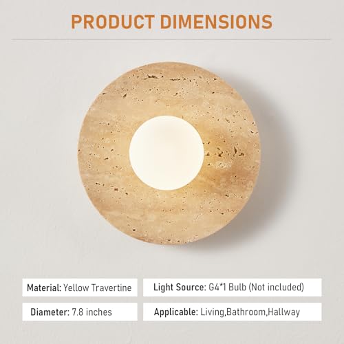 Natural Yellow Travertine Wall Sconce (2 Pack)