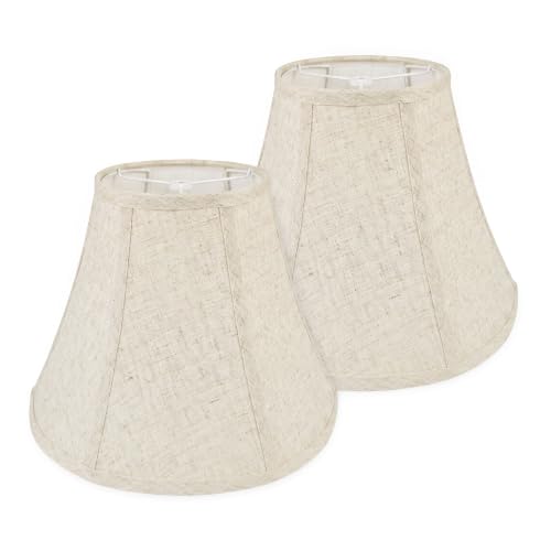 Beige Natural Linen Bell Lamp Shades Set of 2 (Beige / Medium - 6.5×13×10 in)