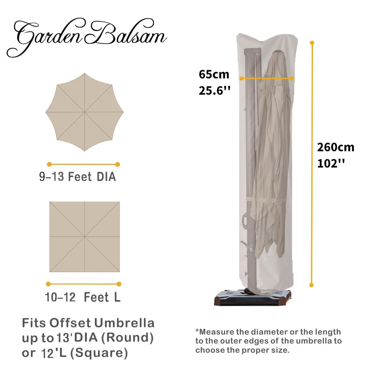 Patio Umbrella Cover for 9' (Beige / 9'-13')
