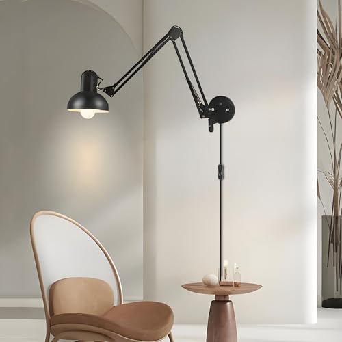 Black Industrial Swing Arm Wall Light Nordic Adjustable Long Arm Wall Sconces Lamp Metal Double