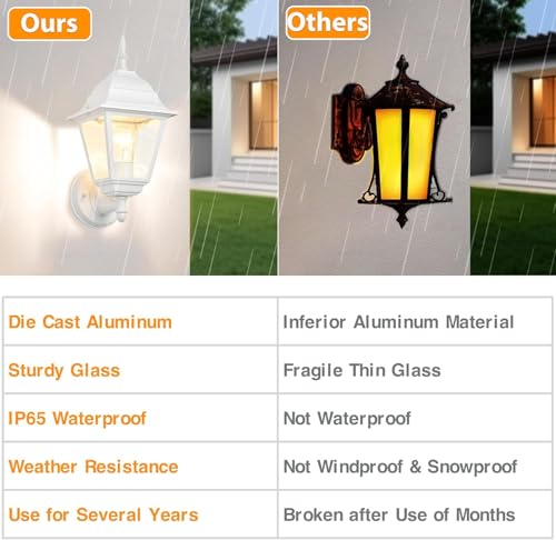 Outdoor Wall Lantern 2 Pack White Outside Porch Light (White / Standard Version)