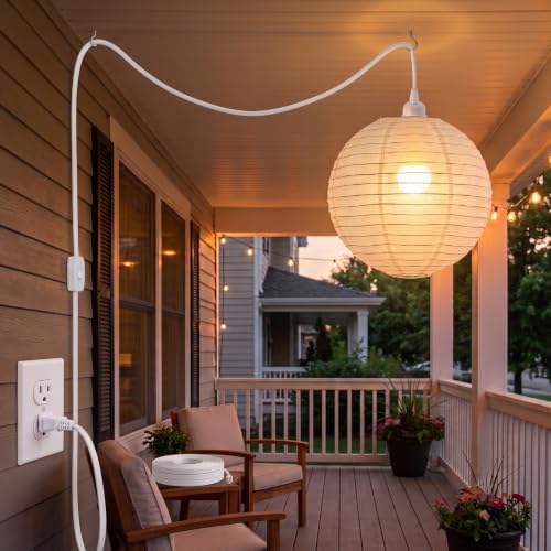 20Ft Plug in Pendant Light Hanging Cord Kit (White / 20FT)