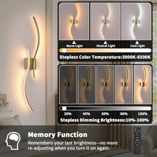 Battery Operated Wall Sconces Set of 2 (Brushed Bronze / 38.9 inch)