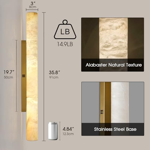 Brass Alabaster Wall Sconces (Brass-1 PC / 36")