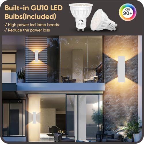 2 Pack Outdoor LED Up Down Wall Sconces (White)