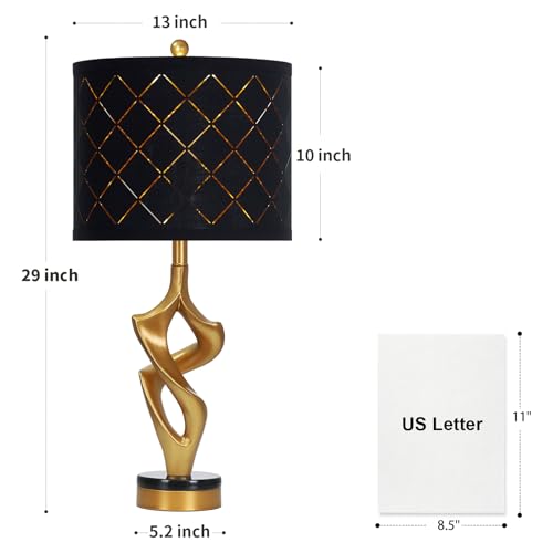 29" Tall Black and Gold Table Lamps Set of 2 for Living Room (Black & Gold (2 Pack))