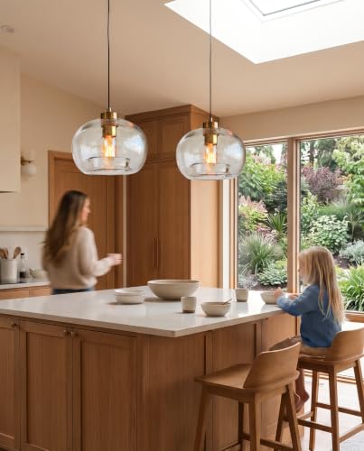 Glass Pendant Lights (Textured Clear 2 Pack)