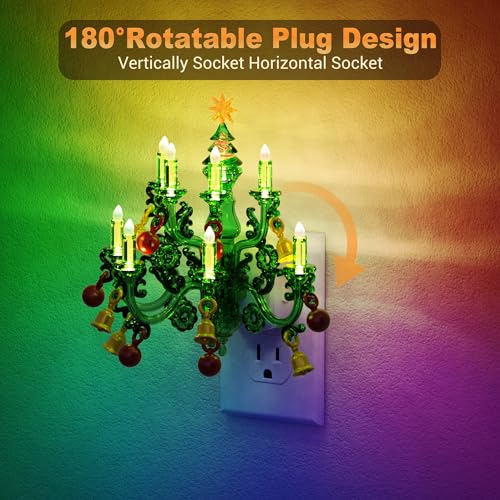 Christmas RGB Pendant Night Lights Plug into Wall (Christmas chandelier-RGB / 2 Pack)