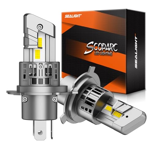 H4/9003/HB2 LED Bulbs, 50000LM 900% Super Brighter, 1:1 Size, 6500K Cool White, 70000Hrs Long Service Life with Cooling Fan, Plug and Play, Pack of 2 (H4/9003)