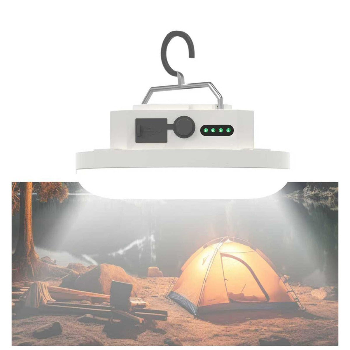 Rechargeable Camping Tent Light Portable Hanging LED Lights (30W White Light)