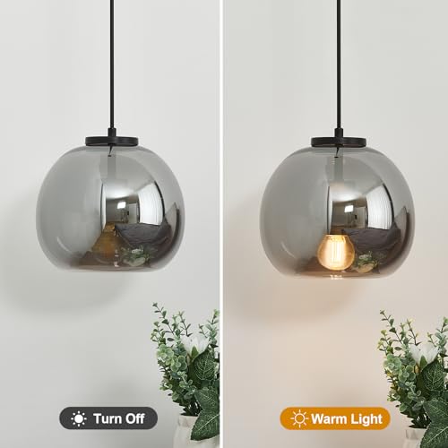 Mirror Smoke Gray Glass Pendant Light Kitchen Island (Mirror Smoke Gray(7.87 in) / 1-Pack)