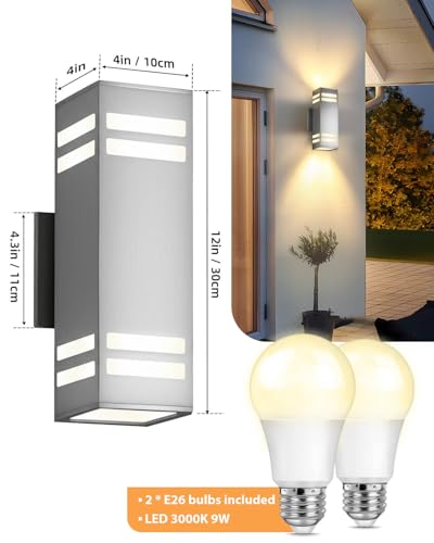 Dusk to Dawn Outdoor Wall Lights (Silver-1 / 12 Inch)