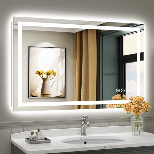 48x30 Inch LED Bathroom Mirror with Lights (Backlit+front Lit / 48"L x 30"W)