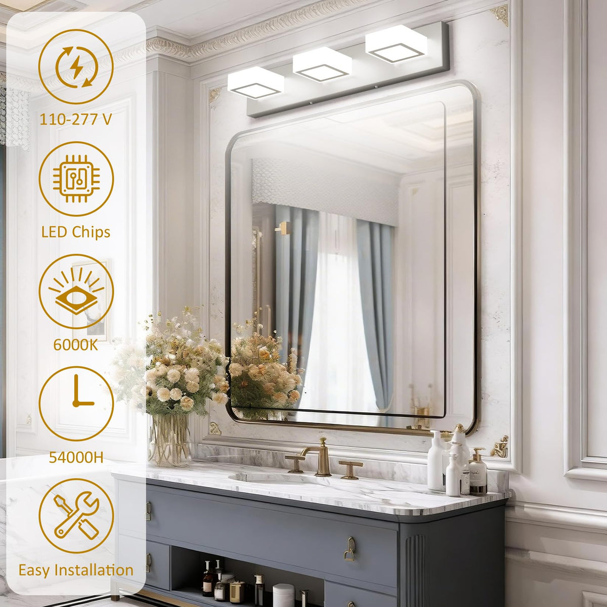 Brushed Nickel Bathroom Vanity Lights 24inch Metal Acrylic LED Modern Bathroom Wall Lighting Fixtures Brushed Nickel (Brushed Nickel / 24 inch)