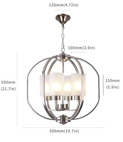 Globe Chandelier Modern Foyer Lighting Fixtures Dining Room Hanging Pendant Lighting Frosted Glass Shades