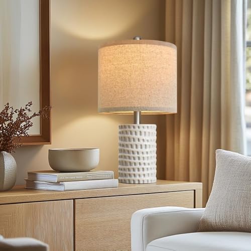 18.25" Modern Accent Ceramic Table Lamps Set of 2 for Bedroom White (White - 18.25" Medium)