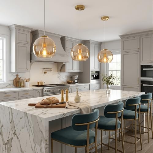 Amber Glass Pendant Light Kitchen Island (Amber(7.87 in) / 1-Pack)