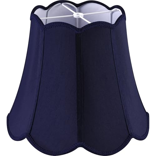 Medium Blue Scalloped Lampshades Set of 2 (Blue-natural faux silk / 8"×13"×11" (Spider)-2 pcs)