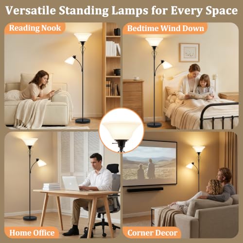 Floor Lamps for Living Room (Glossy Black)