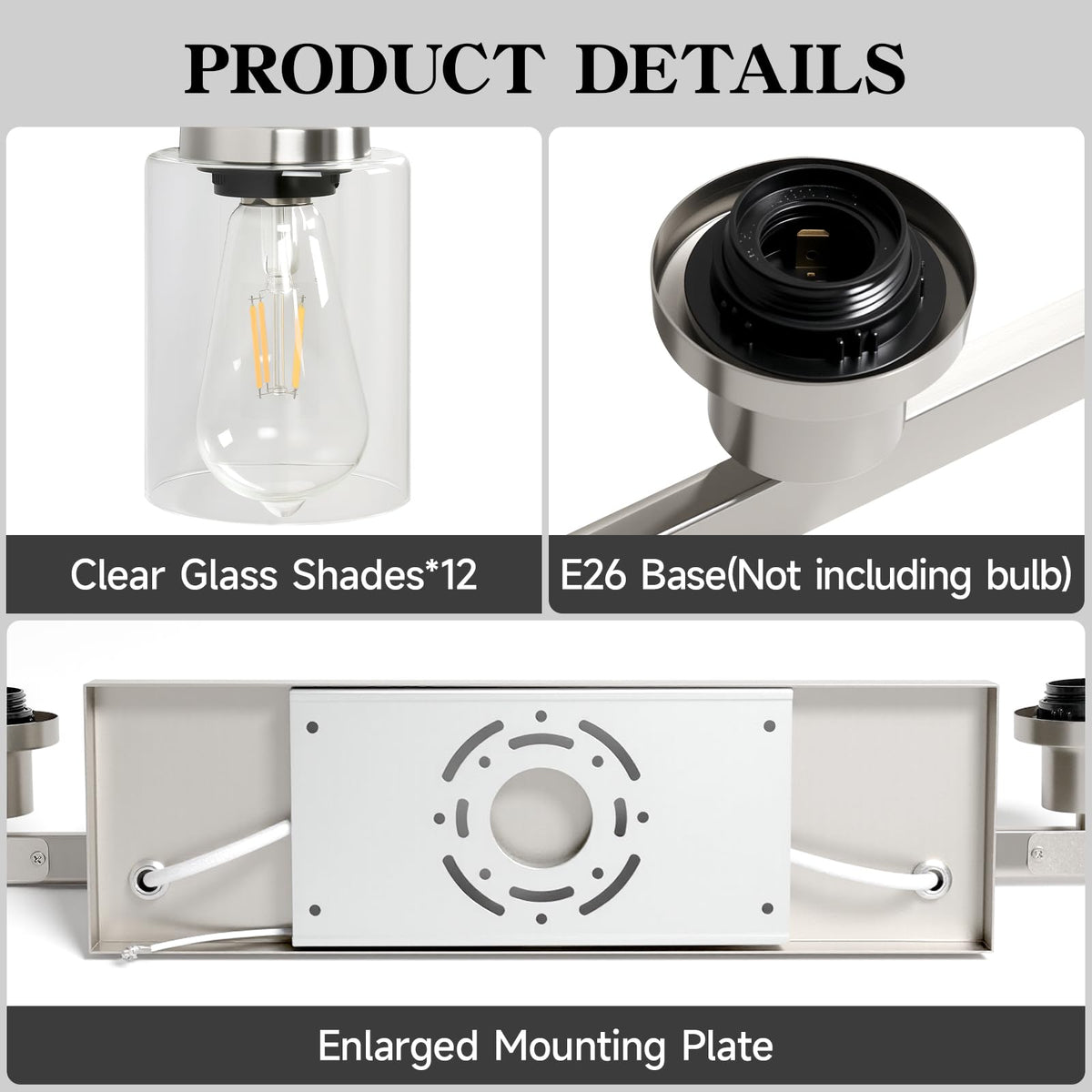 Brushed Nickel Bathroom Vanity Light Over Mirror 12 Light 78in (Nickel / 12-light)