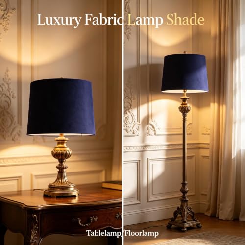 Blue Velvet Lamp Shades Set of 2 (Blue-Velvet / 11×13×10 IN-2 PCS)