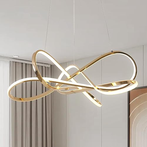 Gold Plated Modern LED Chandelier (32 inches 80W / Gold Plated)