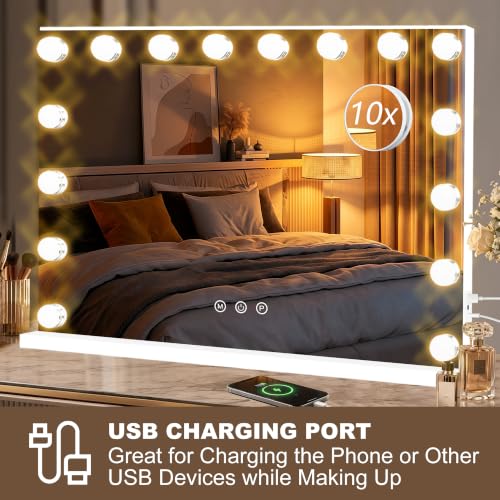Vanity Mirror with Lights (White / 26"L x 20"W)