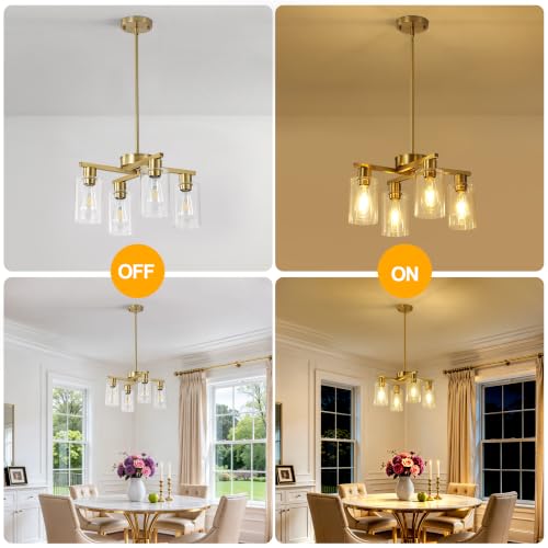 4 Light Brushed Gold Chandelier (Gold / 4-Lights/D18 '')