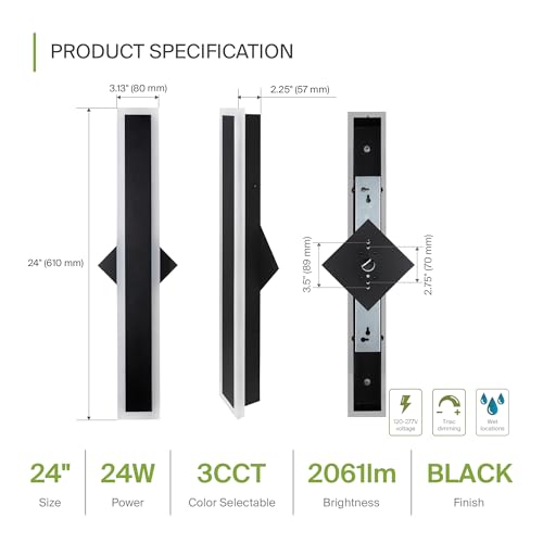 24" LED Linear Wall Sconce (Black)
