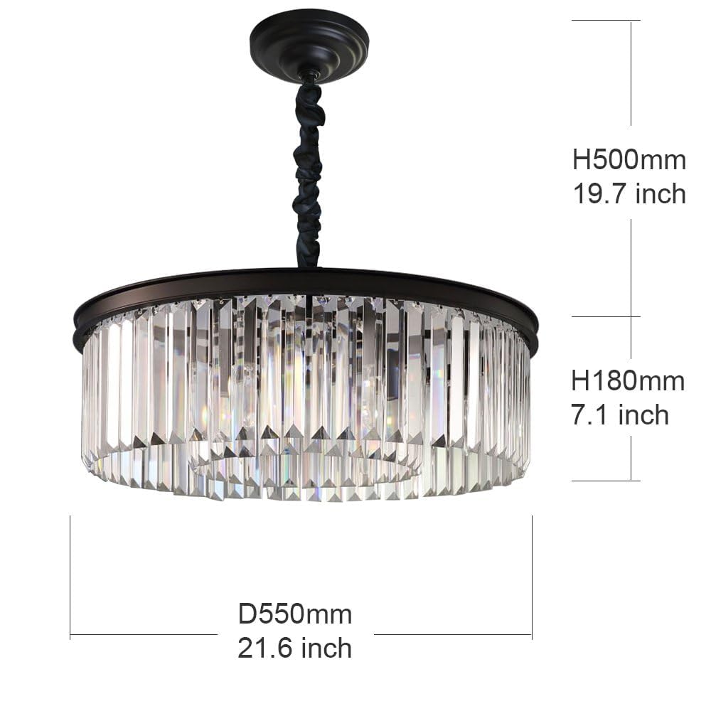 Crystal Chandeliers Modern Contemporary Ceiling Lights Fixtures Pendant Lighting Dining Room Living Room Chandelier D21.6 H7.1 (D22" / Matte Black)